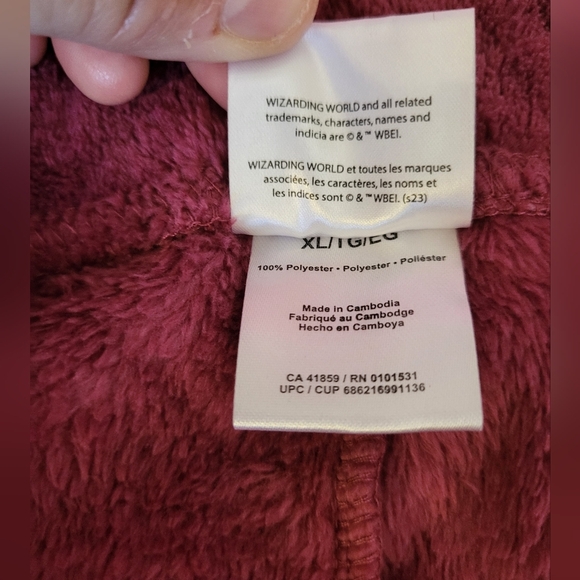 Warner Bros. Harry Potter Burgundy Plush Fabric Pj,s Bottoms , Size XL - Picture 6 of 6